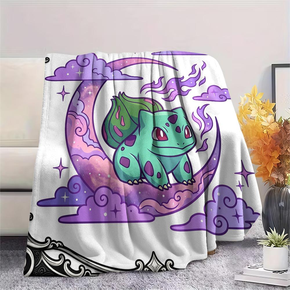 Bulbasaur Print Flannel Blanket, Ultra Soft High Quality All Seasons Warm Throw, Home Decor Cozy Blanket, Perfect Christmas Gift