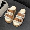 Fashion 2024 Shoes Woman  Slippers Flat Platform Shallow Fur Flip Flops Luxury Slides Pantofle Plush Designer New Rubber PU Basic