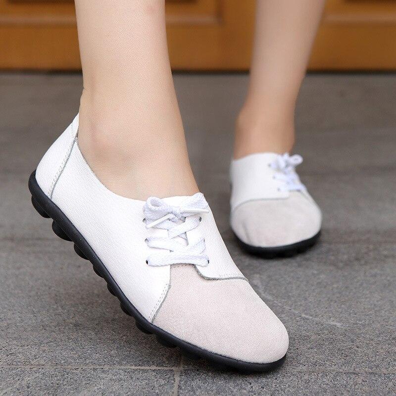 Women Shoes Genuine Leather Casual Flats Sneakers Women Spring Autumn Ballet Flats Patchwork Designed