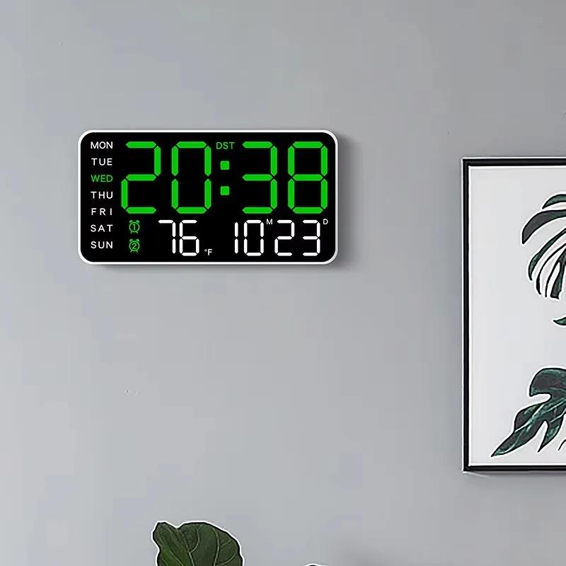 Wall Decor Large Digital Wall Clock Temperature Date Week Display Wall Mounted LED Clock Home and Decoration Clocks Living Room