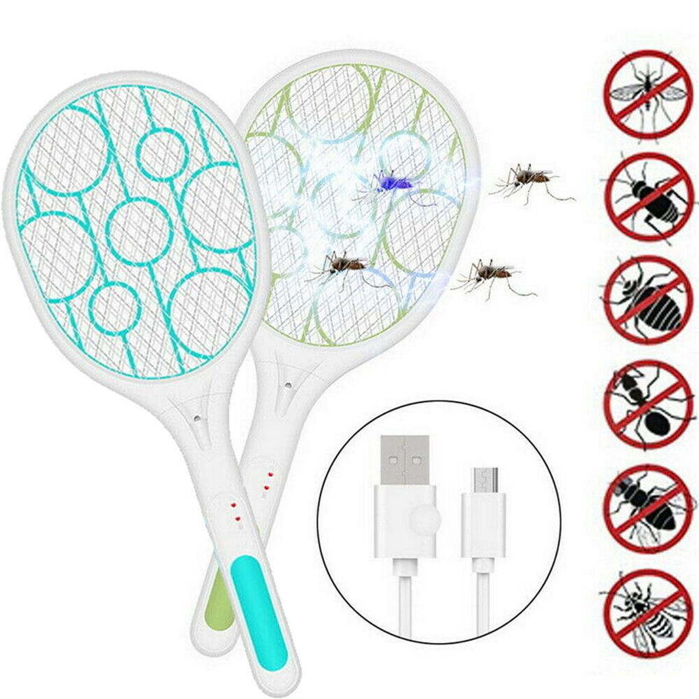 USB Rechargeable Electric Fly Pat Household Insect Racket Killer Swatter Bug Mosquito Handheld Racket