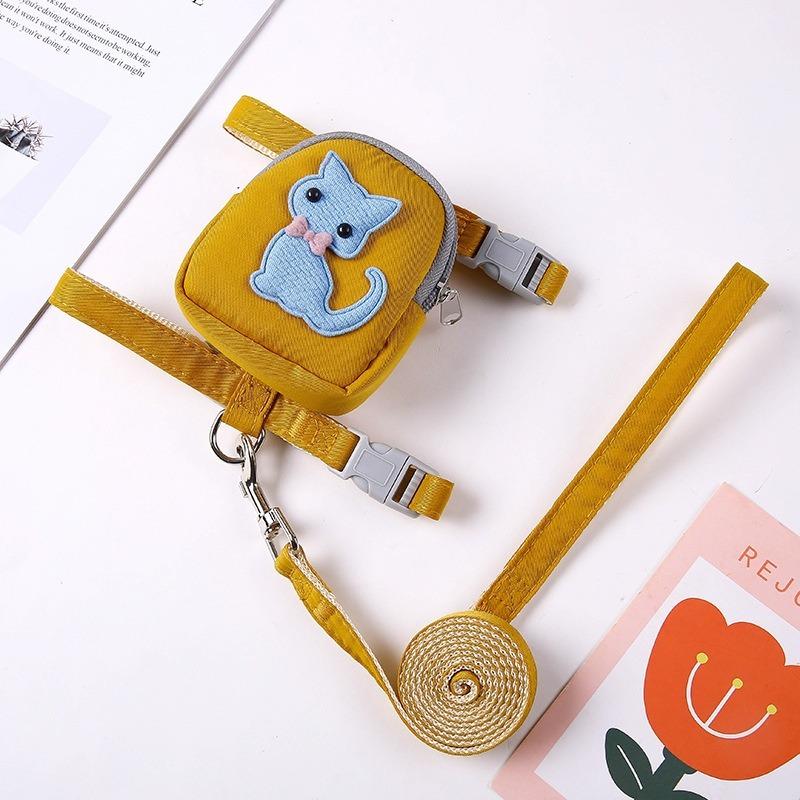 Pet Backpack Harness with Leash, Cute Snack Bag Chest Strap for Small Medium Dogs Cats, Adjustable Walking Dog Rope
