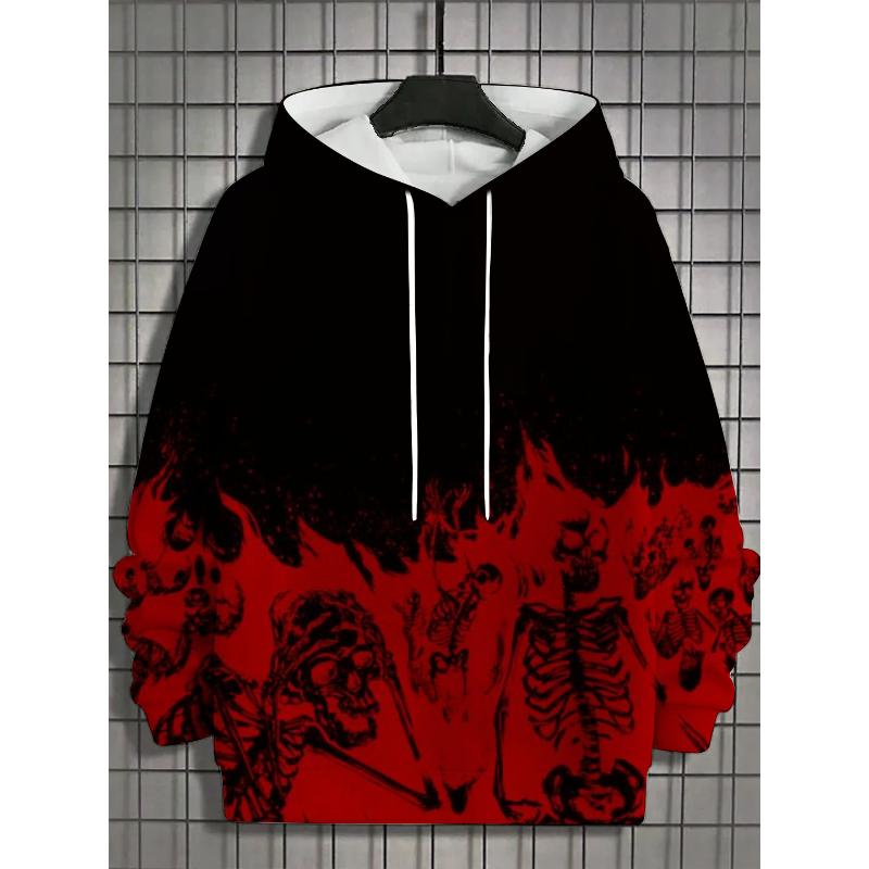 Осень Зима Мужские Спортивные Толстовки Унисекс 3D Принт Хэллоуин Череп Узор Принтованные Толстовки Харадзюку Мода Пуловеры