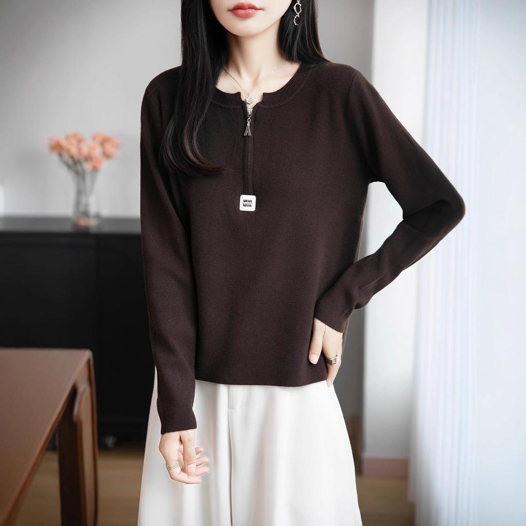 DAFIFY Женская мода повседневная осень-зима однотонный принт длинный рукав O-образный вырез свитера