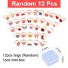 6/9/12/36pcs Cute Adjustable Rings Children Girls Pretend Play Makeup Toys Cartoon Crystal Jewelry Alloy Animal Enamel Rings