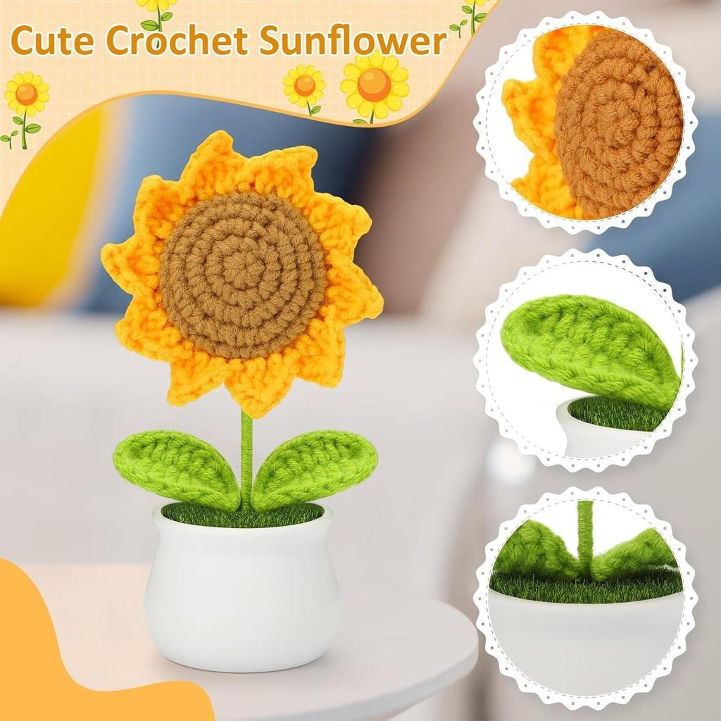 Artificial Flowers with Pot for Office Desk,car Dashboard,Home décor, Decorative Items for Living Room,Gifts for Woman (Sunflower 2 PC)