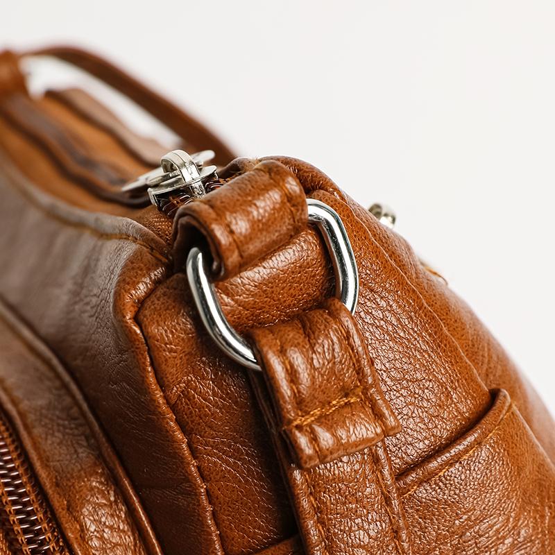 Женская сумка через плечо из искусственной кожи с несколькими отделениями, большая вместимость, сумка для мамы, винтажная сумка через плечо