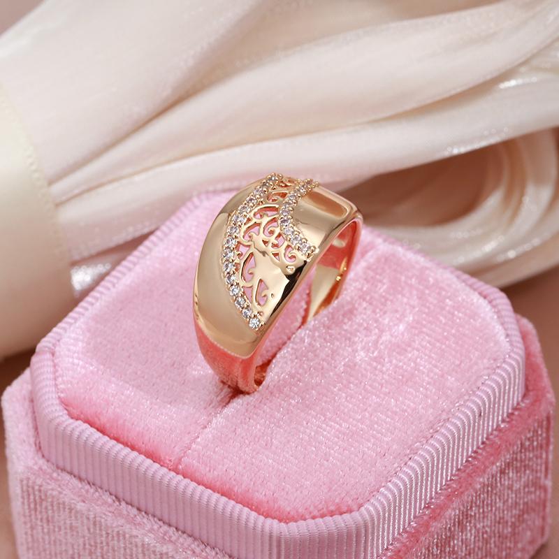 Kinel Glossy Rose Gold Color Rings For Women Big Size Luxury Rings