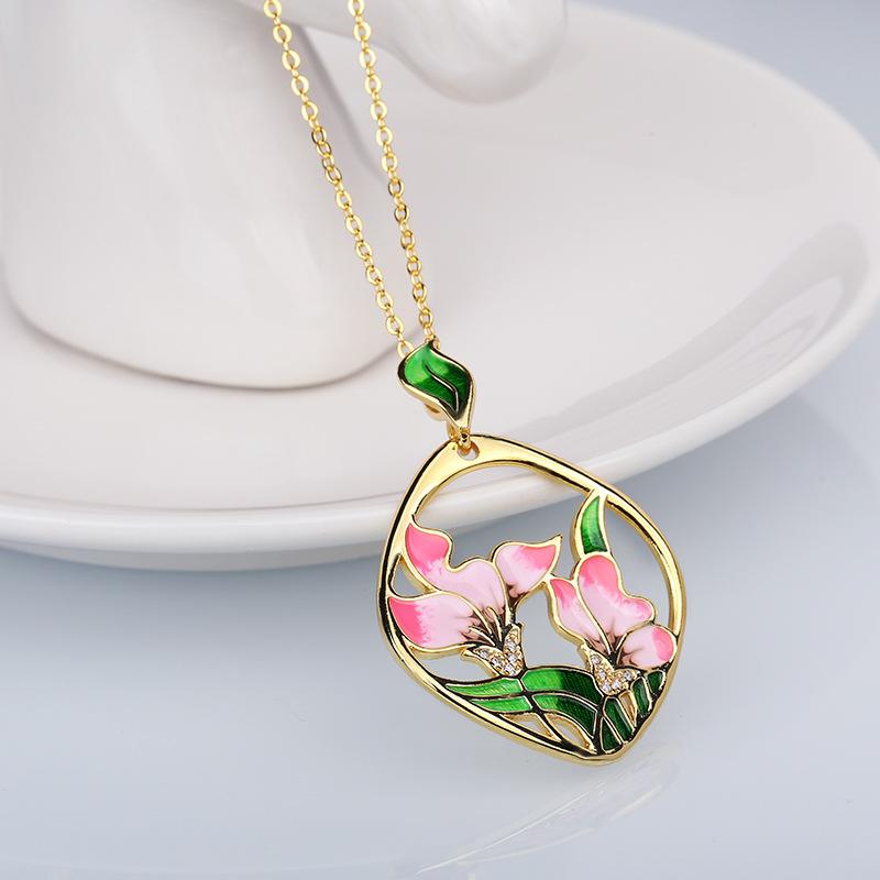 Best Selling Womens Colorful Enamel Flower Necklace