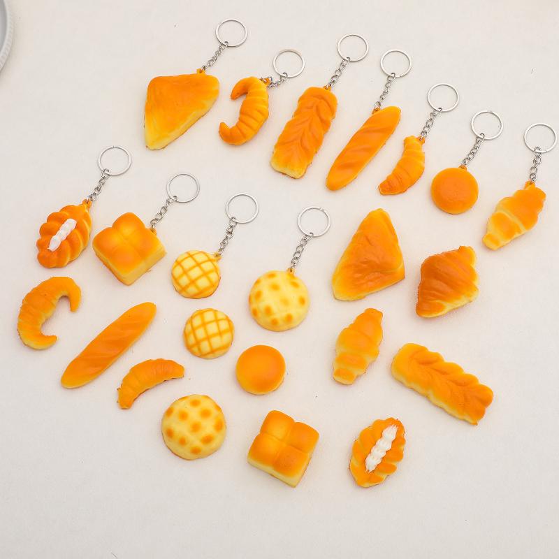 Mini Fake Bread Keychains Non-toxic Realistic Soft Touch Backpack Hanger Creative Gifts for Kids Foodies Party Gifts