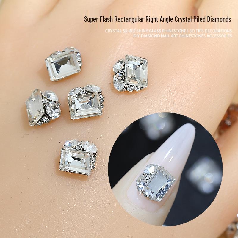 Аксессуары для нейл-арта со стразами прямоугольной формы Xiaohongshu: Ручная работа Алмазный шар Леденец Сплав Украшения для ногтей
