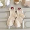 Милые японские мультяшные носки из пряжи с медведем - женские до середины икры, в корейском академическом стиле, универсальные, креативные и стильные.