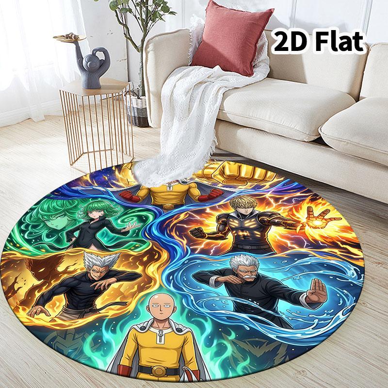 Onepunch Man Round Area Rug Carpet Rug For Living Room Bedroom Sofa Playroom Decor Nonslip Floor Mat