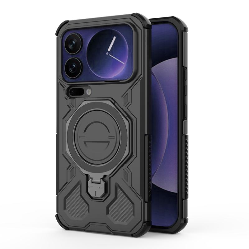 For Xiaomi 17 Pro Max 17 Pro Case Shockproof PC+TPU Rugged Armor Rotable Metal Magnetic Ring Stand Anti-Drop Cover