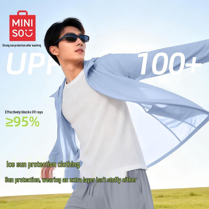 MINISO Мужская куртка с капюшоном из ледяного шелка для защиты от солнца