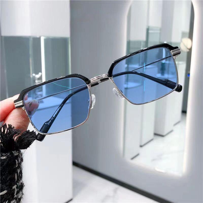 Piushuai Color Changing Myopia Glasses Men's Anti-Blue Light High Definition Can Be Matched with Eye Protection Trendy Square Frames