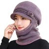 Women's Winter Knitted Wool Hat & Scarf Set with Fleece Lining, Thick and Warm for Middle-Aged & Elderly, Ideal for Cycling and Cold Protection.