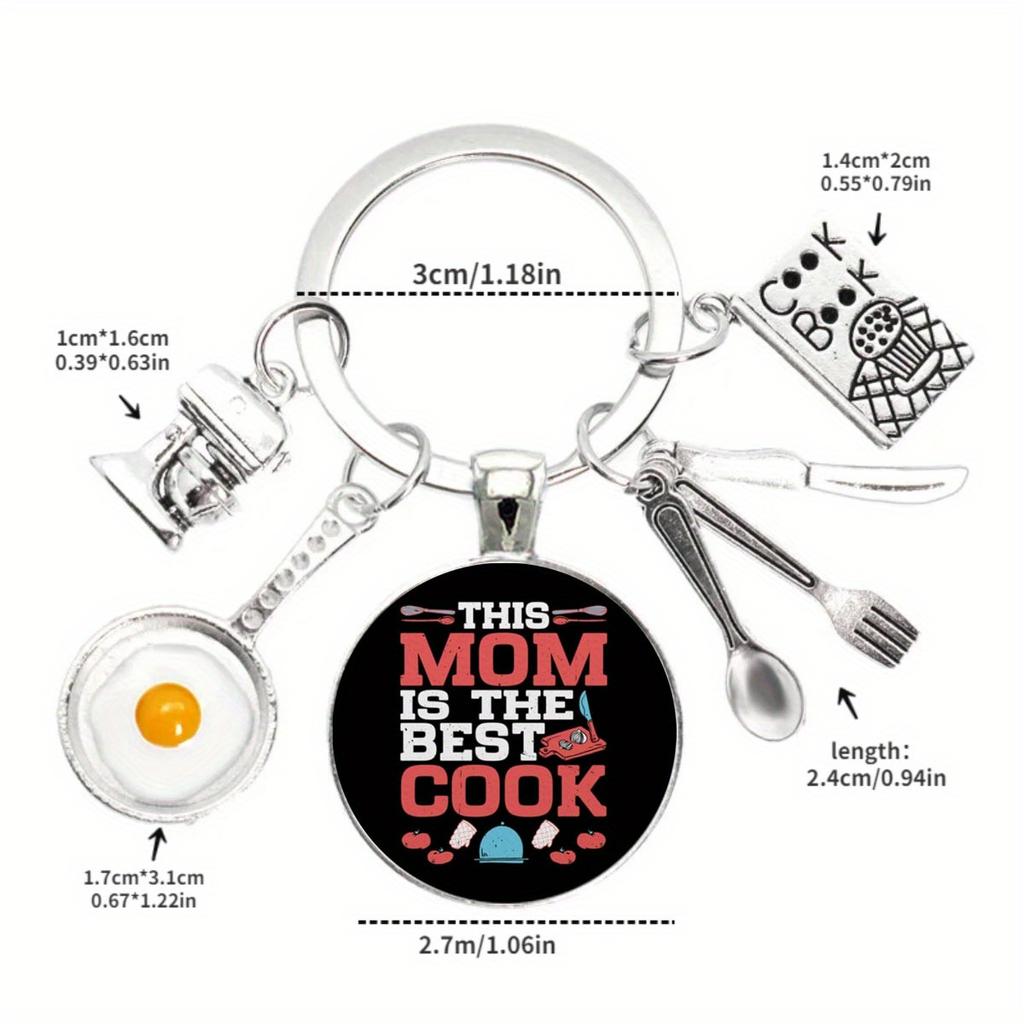 Картина маслом «Я люблю готовить» Маминый повар ЭТА МАМА ЛУЧШАЯ В МИРЕ Яйцеварка Кухонный инструмент Время Брелок с драгоценными камнями Брелок для шеф-повара Кухонный работник