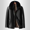 Winter Men's Leather Jacket Business Casual Lapel Collar Warm and Fleece Fur Integrated Leather Jacket