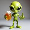 1Pc Funny Alien Statue Sculpture - Resin Beer Drinking Alien Resin Vivid Expression Waterproof For Garden Middle Finger Alien