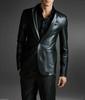 Черный мужской блейзер кожаный ручной работы стильный из натуральной овчины деловая формальная одежда