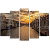 Five Piece Picture Canvas Print Amsterdam Canal Houses City