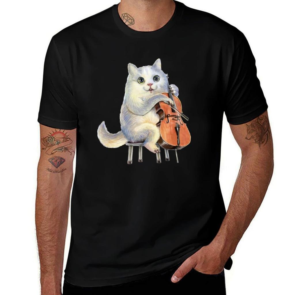 A Cute Cat Playing The Cello Tshirt Cool Dry Perforunisexce Tshirt