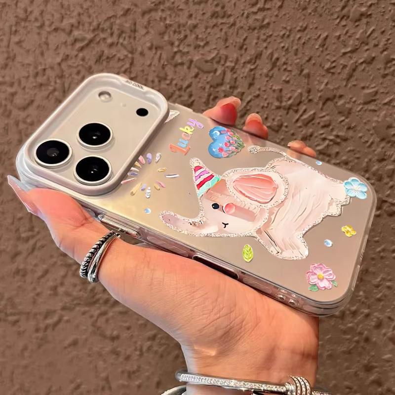 Чехол для телефона iPhone 17 16 15 14 13 12 11 Pro Max 17 Air 16E XR XS X 7 8 Plus Масляная живопись Слон Ударопрочный силиконовый чехол