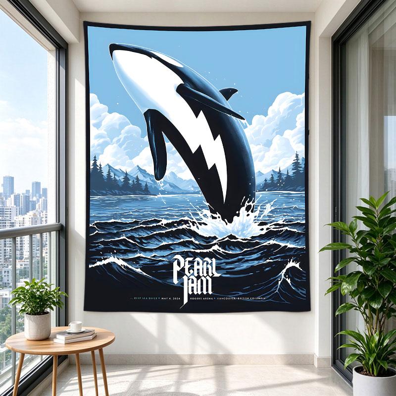 Pearl Jam Vancouver 2024 Orca Whale Blue Ocean Concert Poster Art