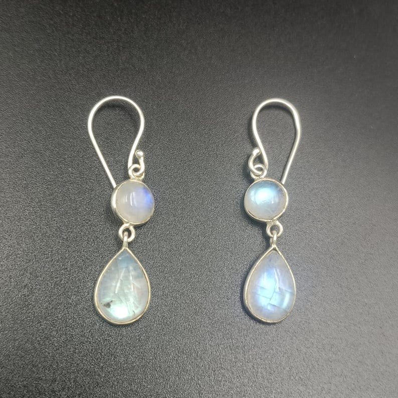 Solid 925 Sterling Silver Moonstone Gemstone Handmade Dangle Earrings Drop Earrings gift For Her