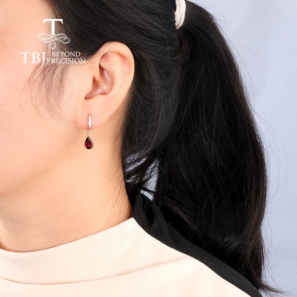 Новые серьги с красным гранатом, серебро 925 пробы, розовое золото для натуральных драгоценных камней, груша, 6*9 мм, изысканные украшения для женщин и девочек, простые ювелирные изделия