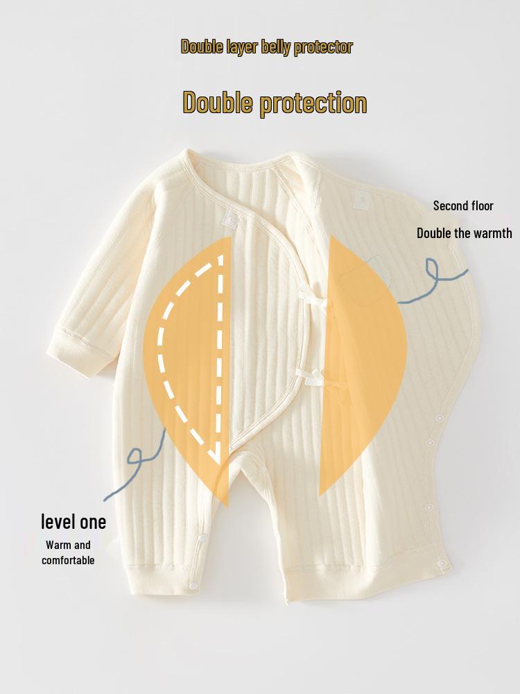 Autumn/Winter Newborn Cotton Rompers: Thin, Boneless, Warm Air Cotton