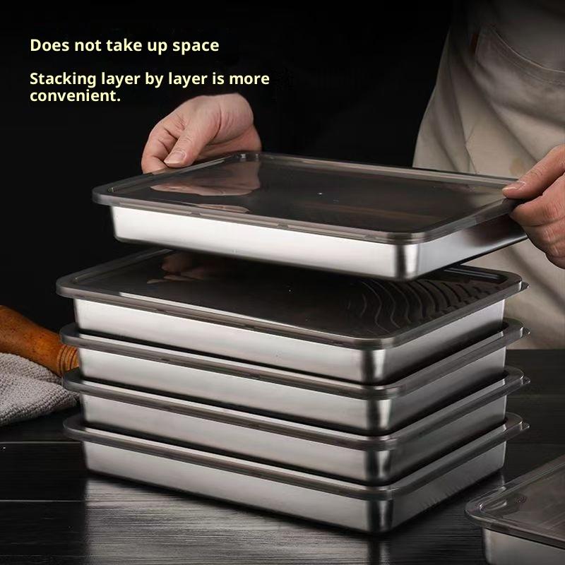 2/3/4/5 шт. Контейнер для еды из нержавеющей стали с крышкой, большой вместимости, для хранения продуктов, коробка для сохранения свежести, поднос