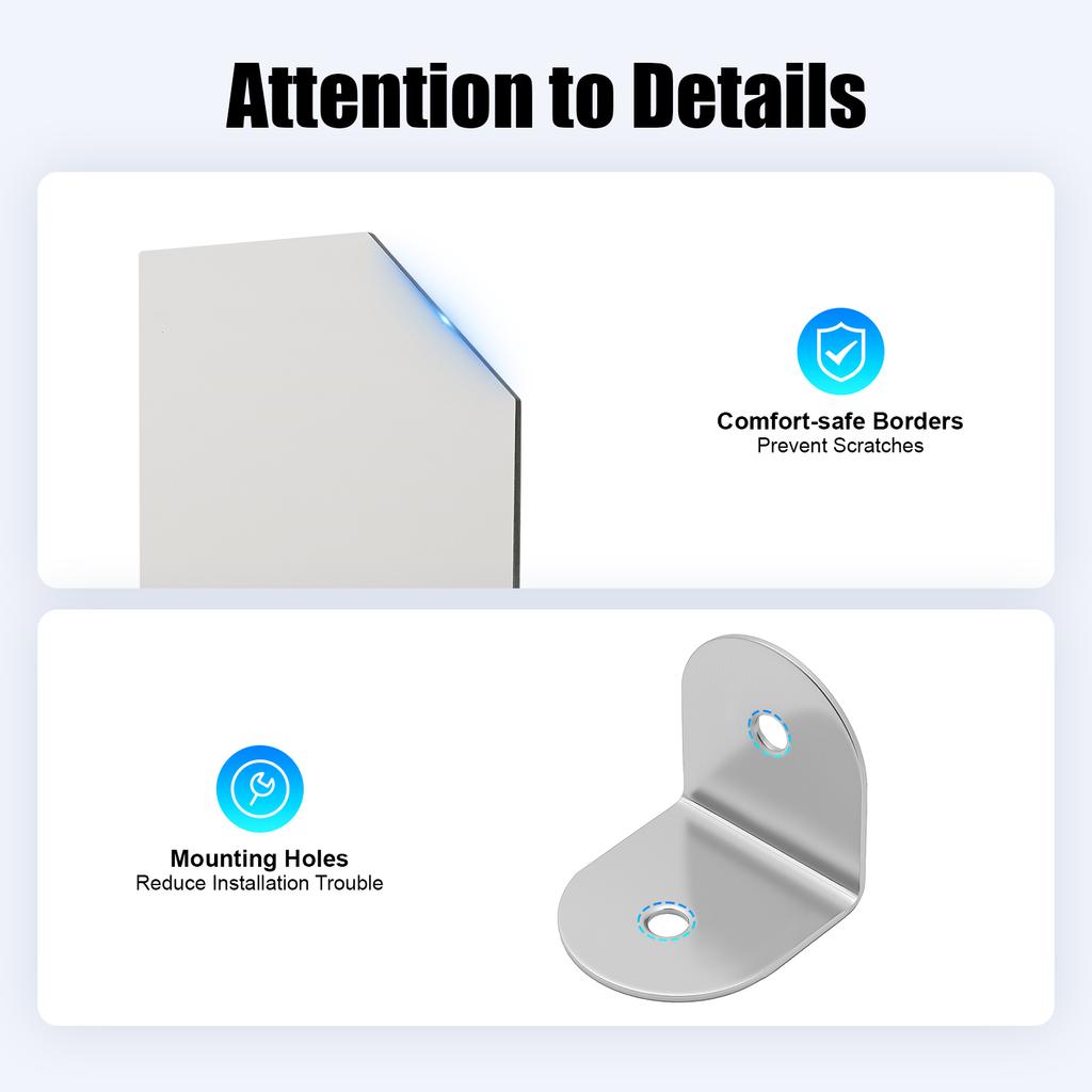 Urinal Partition Screen, 40x90cm Phenolic Laminate Board, Waterproof Fire-Resistant, with 304 Stainless Steel Brackets