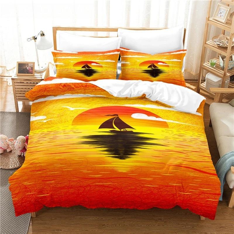 Винтажный пододеяльник с изображением парусника, короля и королевы, комплект постельного белья с изображением океана для подростков и взрослых, с изображением корабля и огня, черный, 2/3 шт., полиэстер, пододеяльник