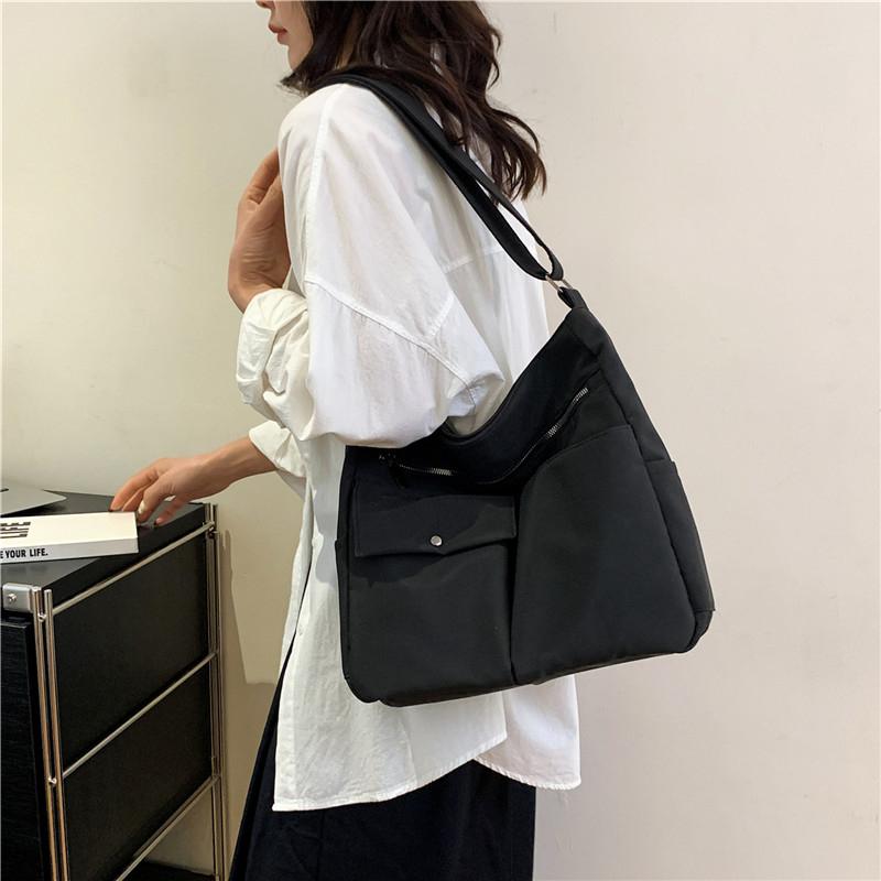Оксфордская сумка с несколькими карманами, женская сумка через плечо, однотонная студенческая большая сумка