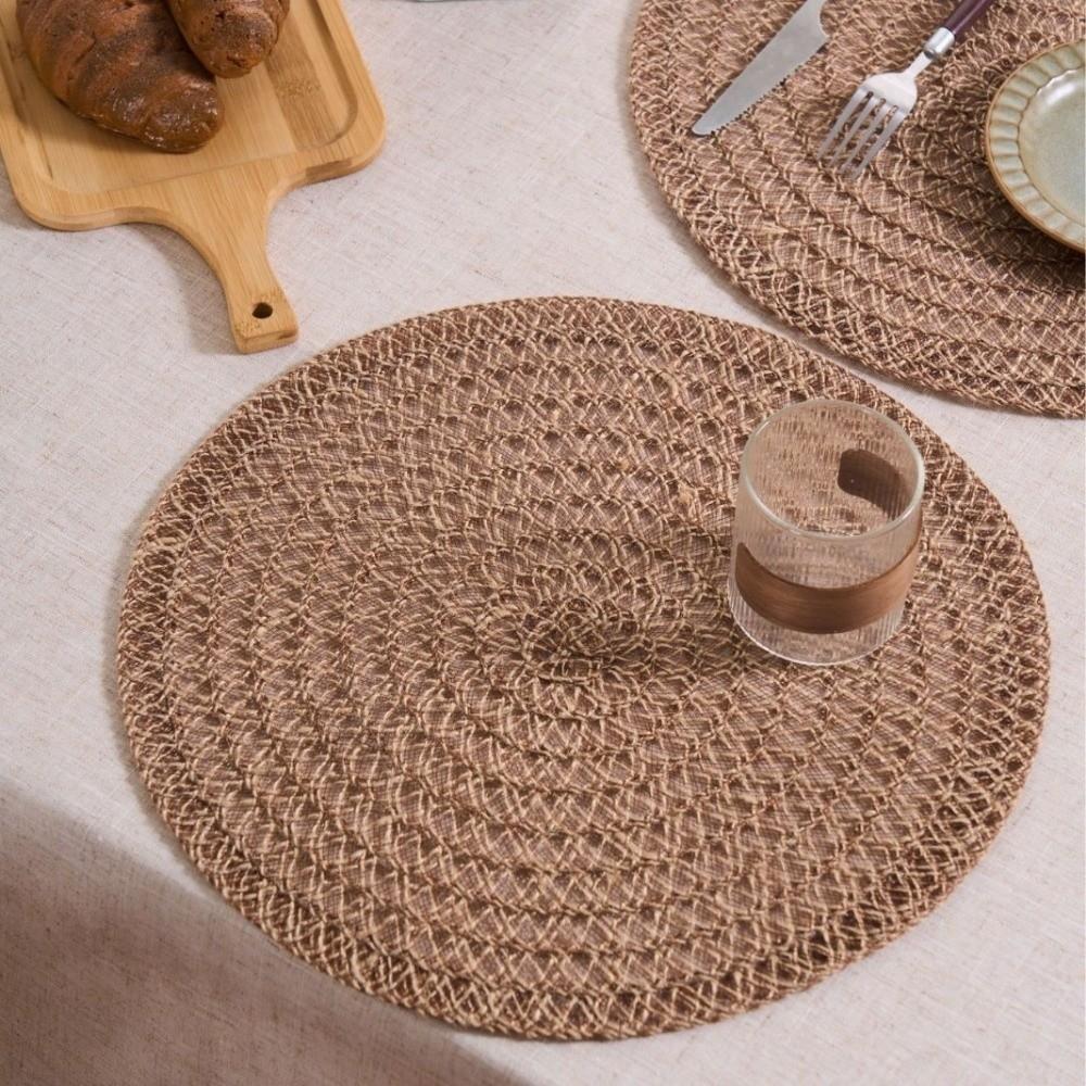 New Woven Dining Placemats Round Washable Insulation Mat Boho Style Heat-resistant Table Mat For Coffee Kitchen Dining Room