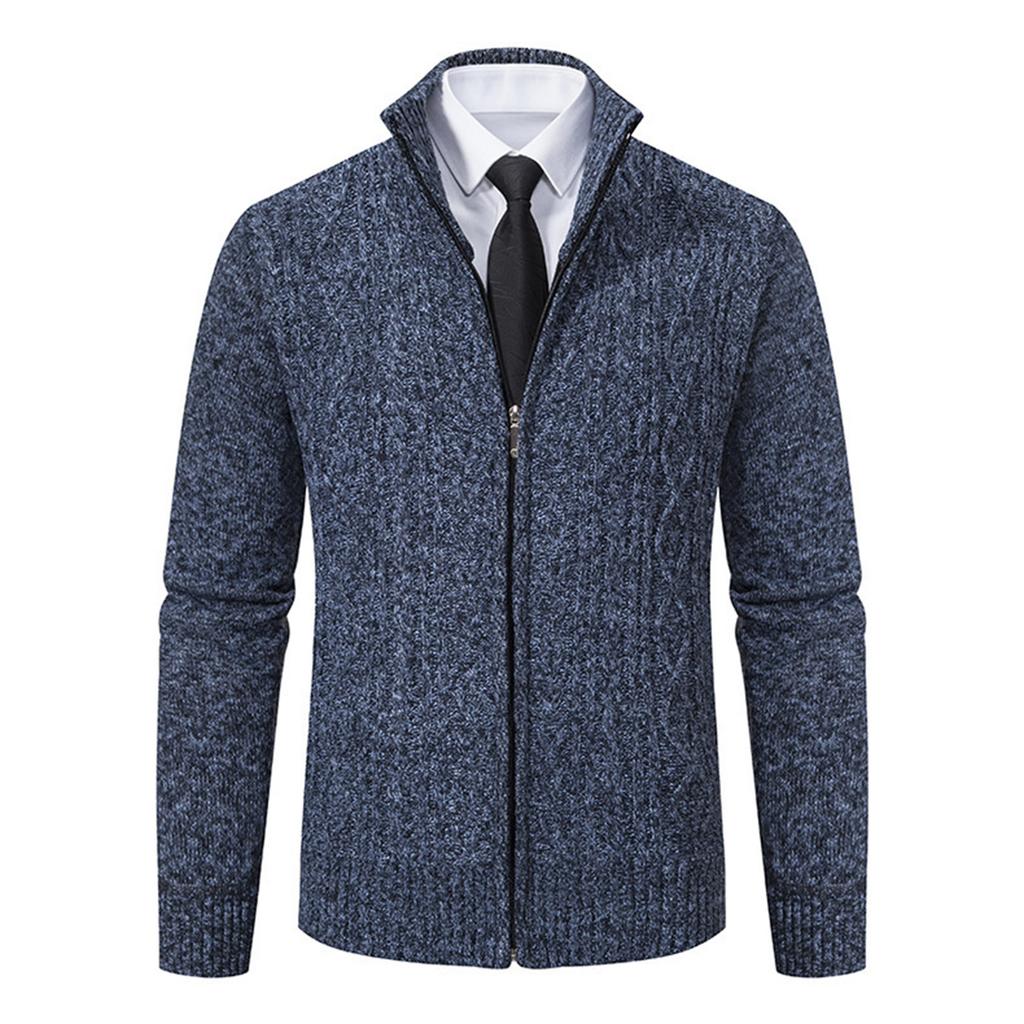 Men's Cardigan Sweater Jacket Men's Stand Collar Knitted Casual Solid Color Sweater