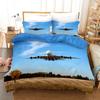 Plane Duvet Cover Microfiber Airplane Flying Through The Blue Sky Plane Theme Bedding Set for Boys Girls Double Queen King Size