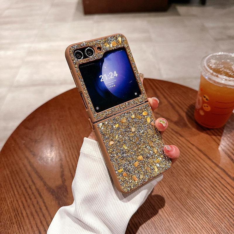 Подходит для Samsung ZFlip5 Чехол для мобильного телефона с россыпью бриллиантов, откидной для складного экрана Fold5, полная защита, защитный чехол, фея