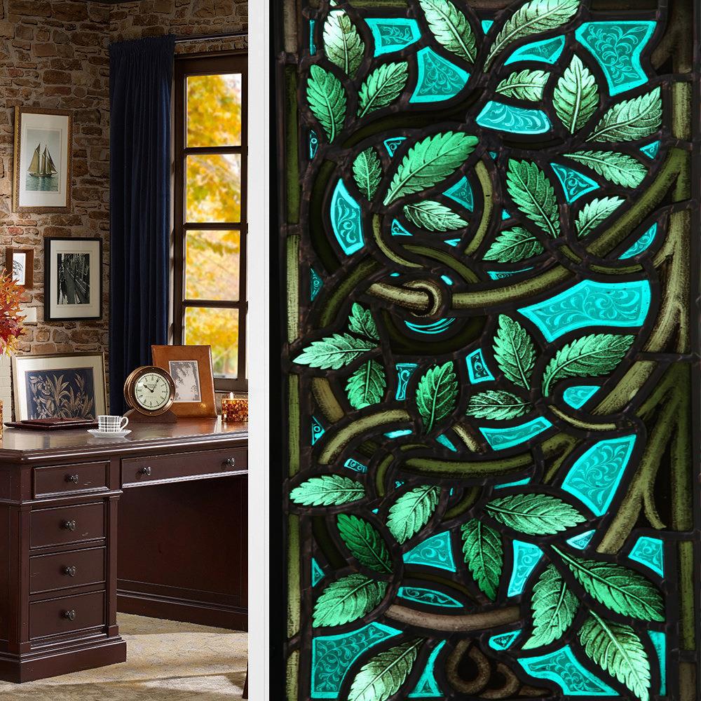 Красочная Ретро Цветок и Птица ПВХ Статическая Пленка для Окон Съемная