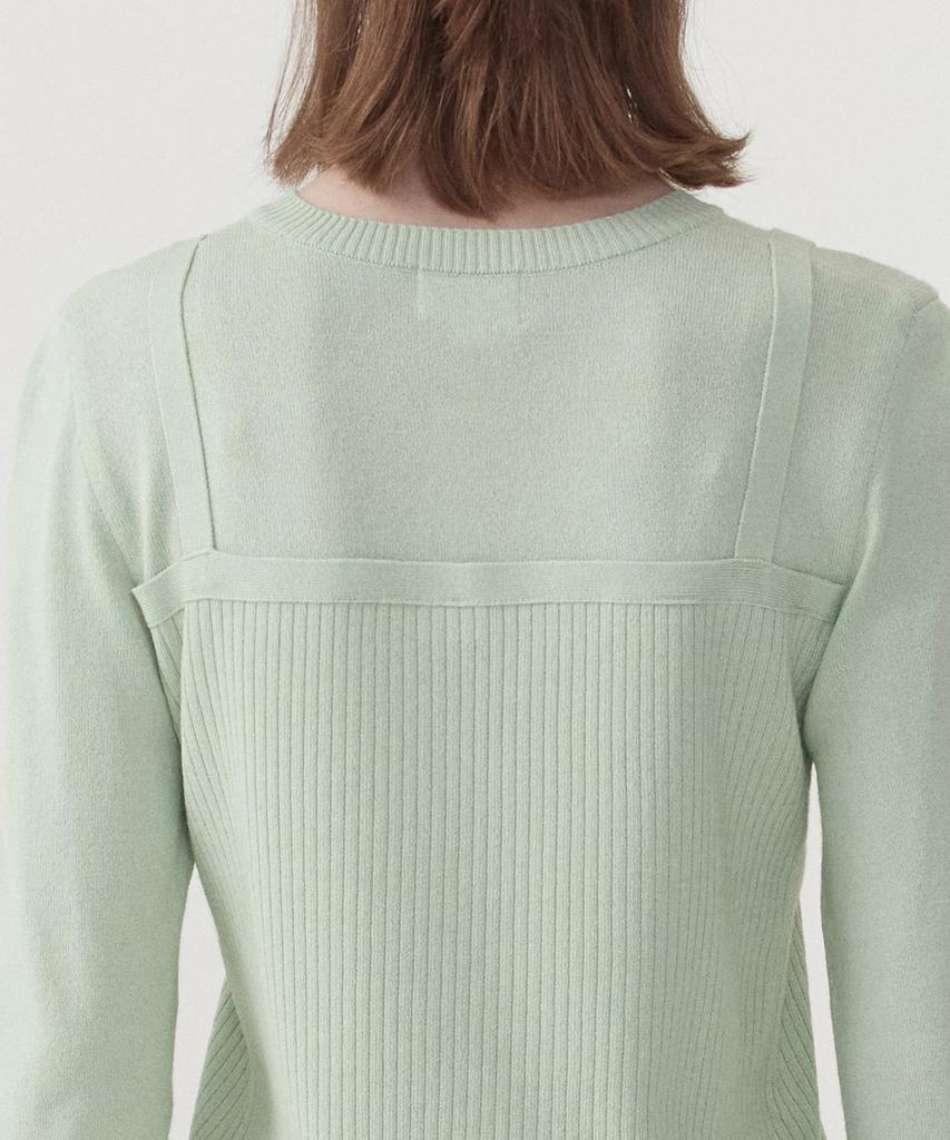 COVERNAT WOMAN Layered Round Neck Knit Light Green