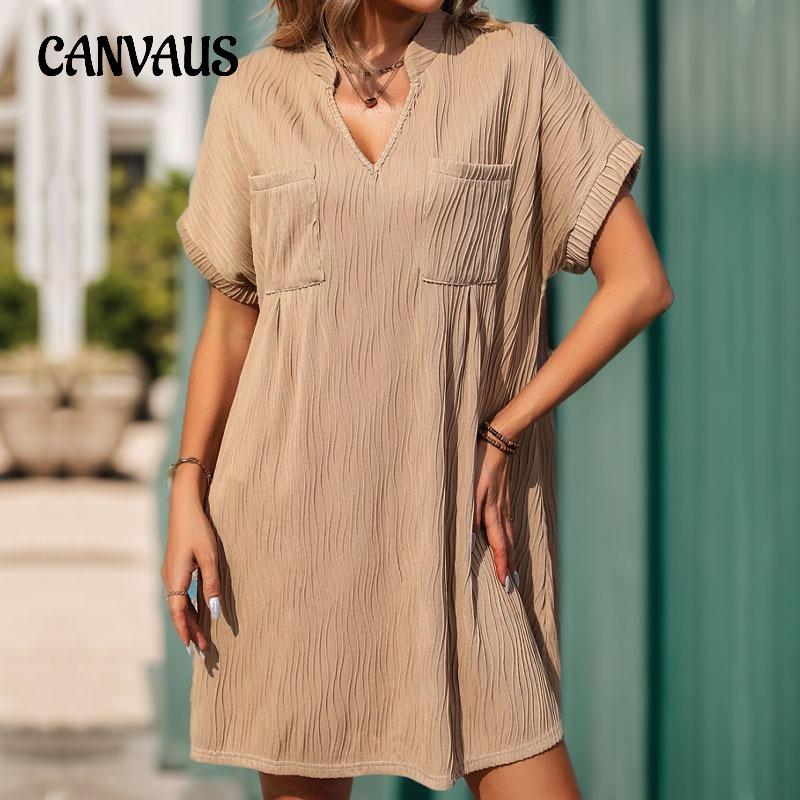 Женское летнее свободное платье с воротником-стойкой, однотонное жаккардовое платье