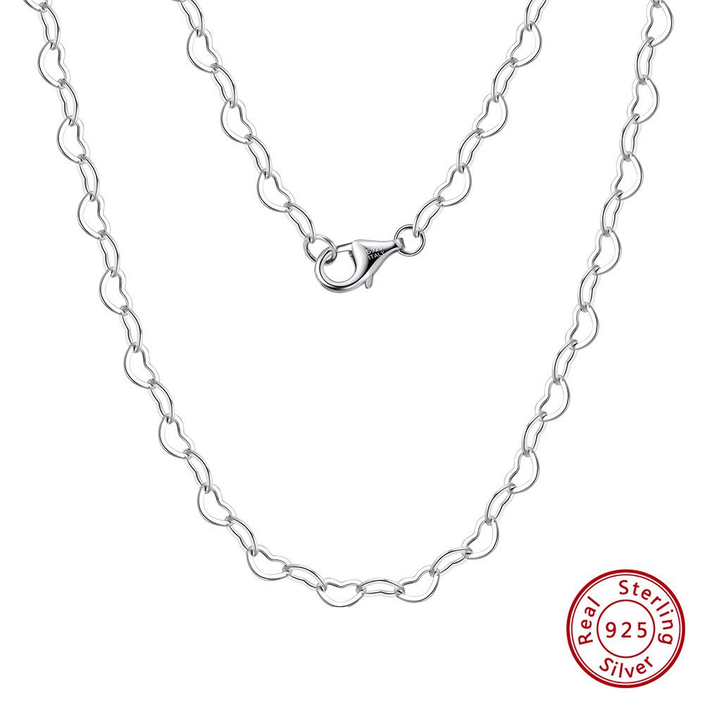 Jewelry S925 Sterling Silver Necklace Heart-shaped Chain Love Peach Heart Clavicle Chain