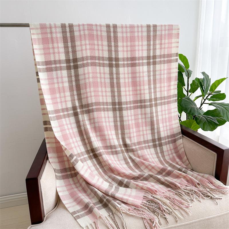 Корейский вариант клетчатого шарфа, зимний шарф для студентов мужского и женского пола, утолщенная теплая внешняя шаль с кисточками, корейский имитация кашемирового шарфа