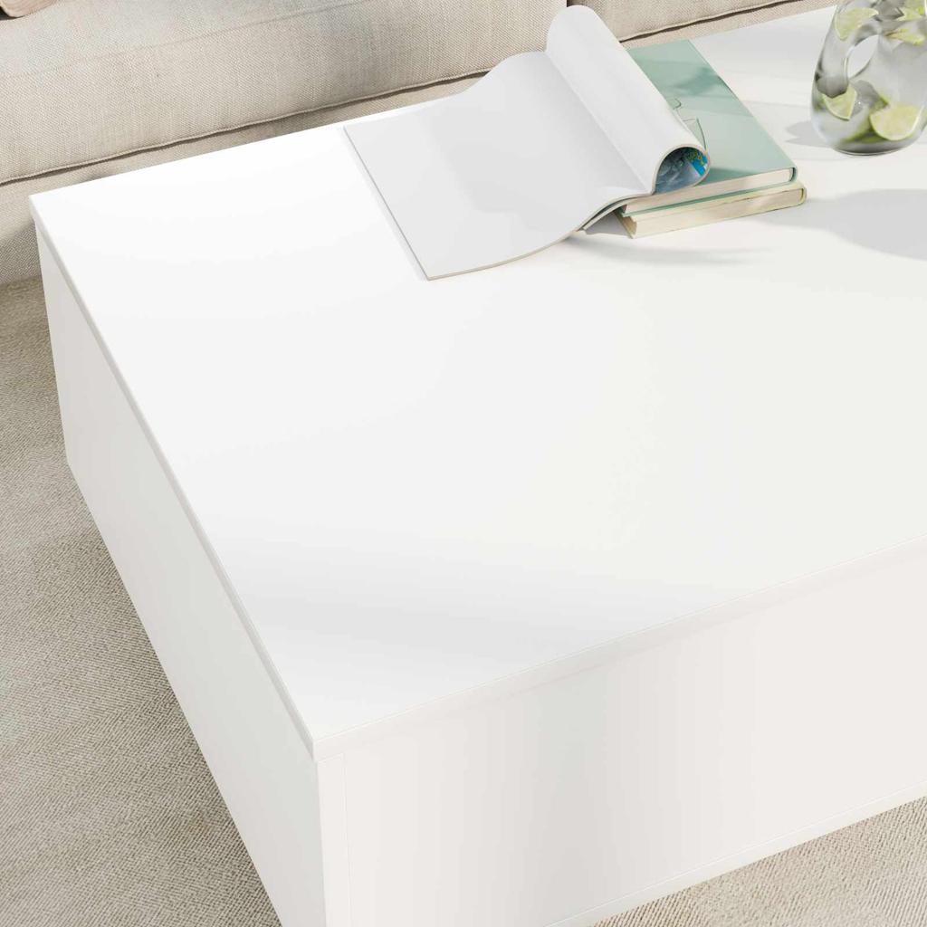 White Coffee Table with Drawers 95 x 55 x 31 cm Engineered Wood
