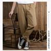 Spring/Autumn Men's Pants Casual Retro Style Cargo Pants Solid Color Cotton Straight Nine Points Pant Baggy Men Trousers