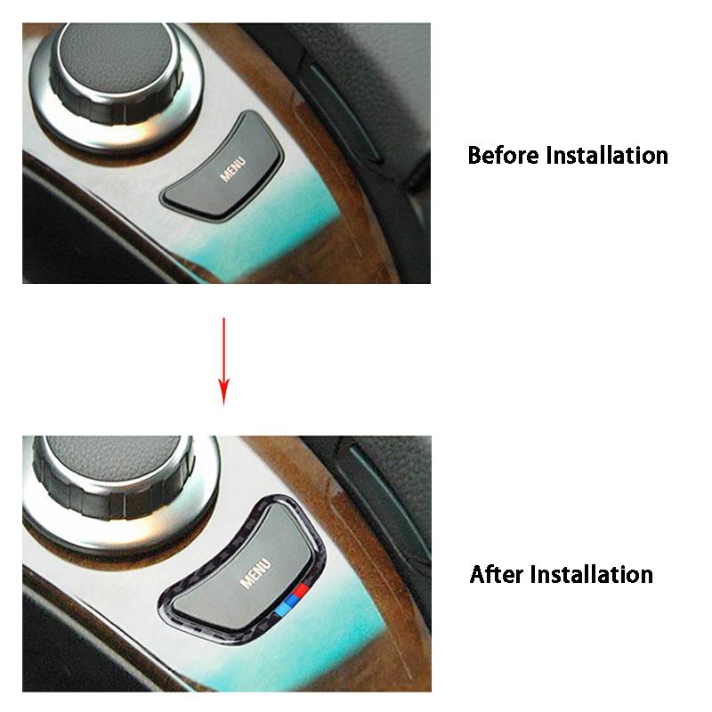 Кнопка меню автомобиля из углеродного волокна, декоративная рамка, наклейки на отделку автомобиля, Стайлинг автомобиля для BMW 5 серии E60 520i 525i 2005-2010 гг.