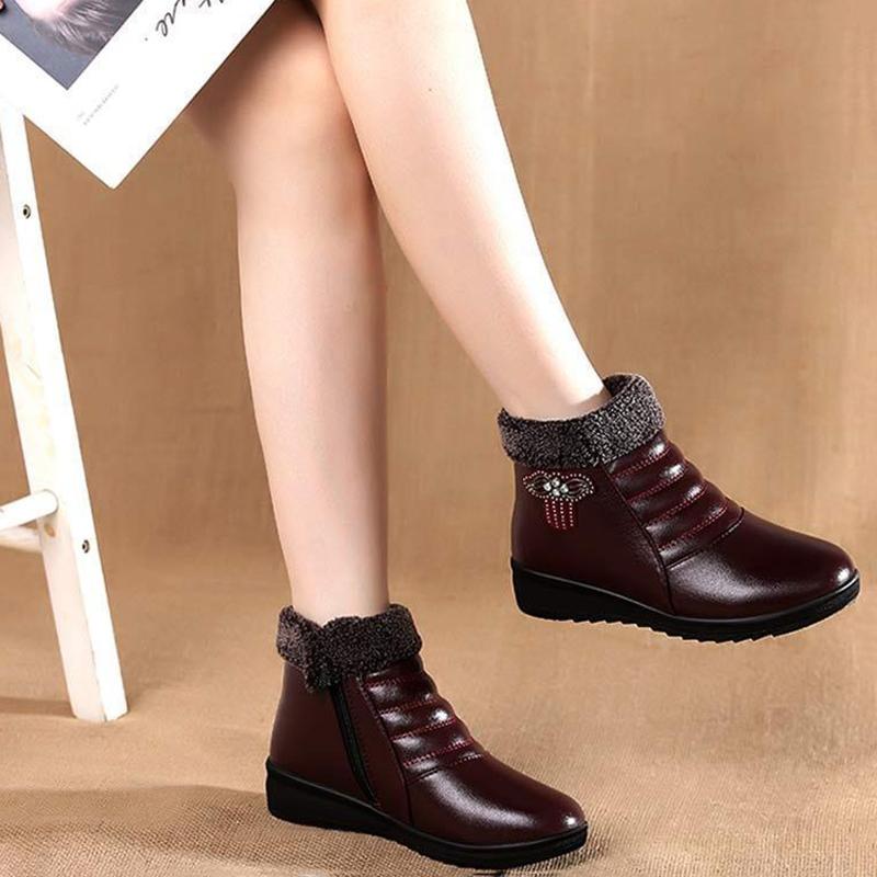 MAITA плюшевые флисовые сапоги, зимние теплые короткие хлопковые сапоги, водонепроницаемая нескользящая обувь для мам на платформе