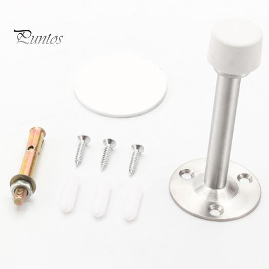 Stainless Steel Door Stopper Wall Protector Adhesive No Drilling Anti-collision Wall Mount Glass Wooden Door Spring Loaded Rubber Bumper Doorstop